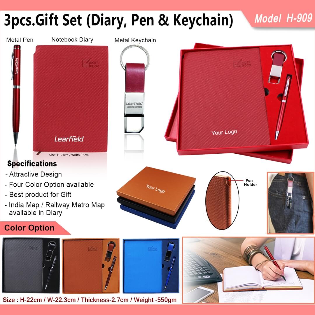 3 in 1 Gift Set - Diary, Pen and Keychain 909